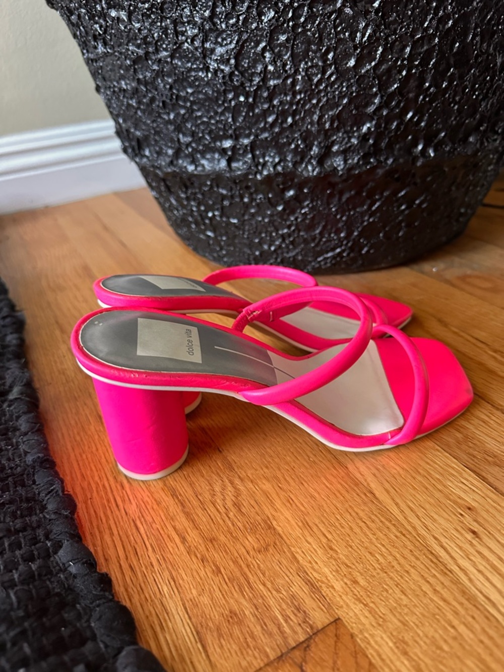 Dolce Vita Neon pink Double-Strap Slide Heels